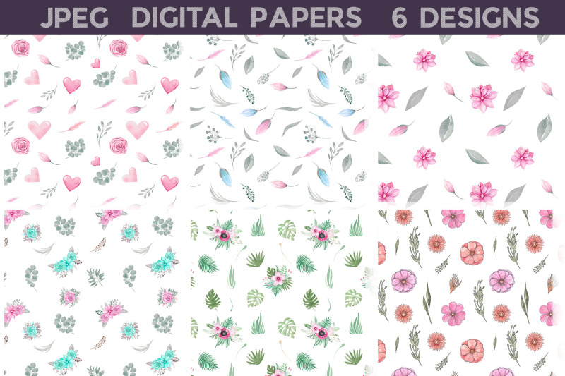 nbsp-floral-digital-papers-bundle-pink-flowrs-seamless-pattern