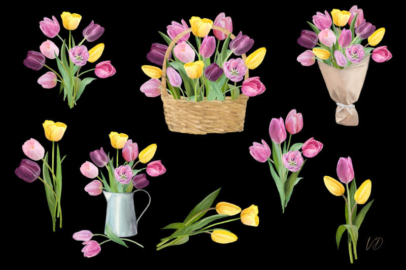 bouquets-blooming-tulip-flowers-png