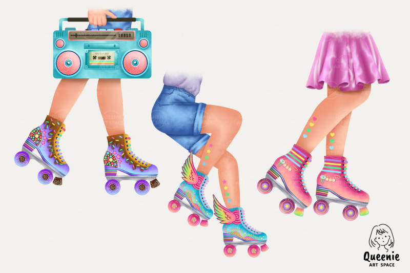 90s-nostalgia-girl-roller-skate-illustration