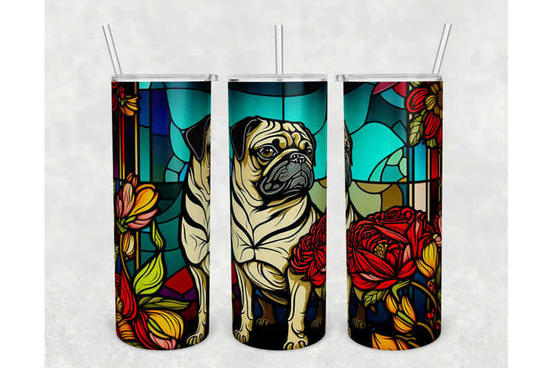 stained-glass-pug-tumbler-wrap-pug-tumbler-sublimation-design