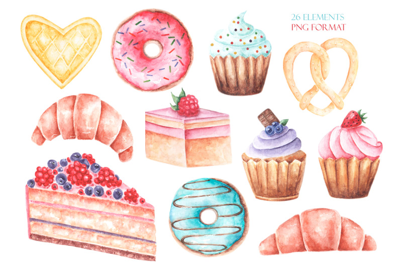 baking-and-sweets-watercolor-clipart-pastries-cake
