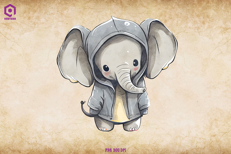 elephant-wearing-hoodie-watercolor