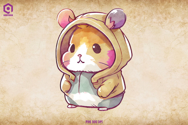 hamster-wearing-hoodie-watercolor