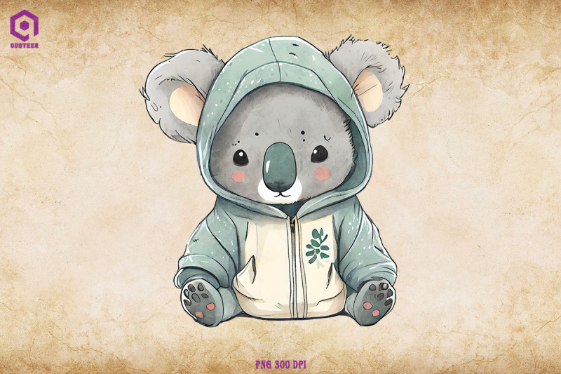 koala-wearing-hoodie-watercolor