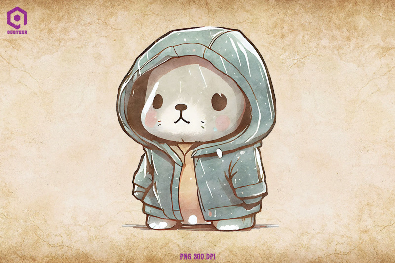 seal-wearing-hoodie-watercolor