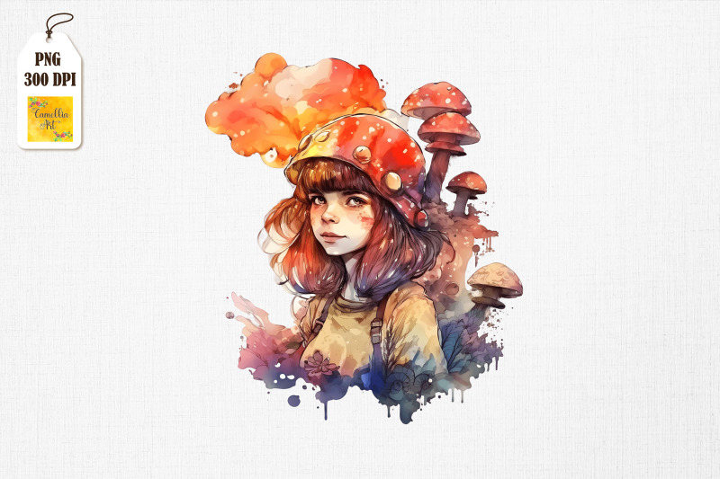 cute-girl-amp-mushrooms-watercolor