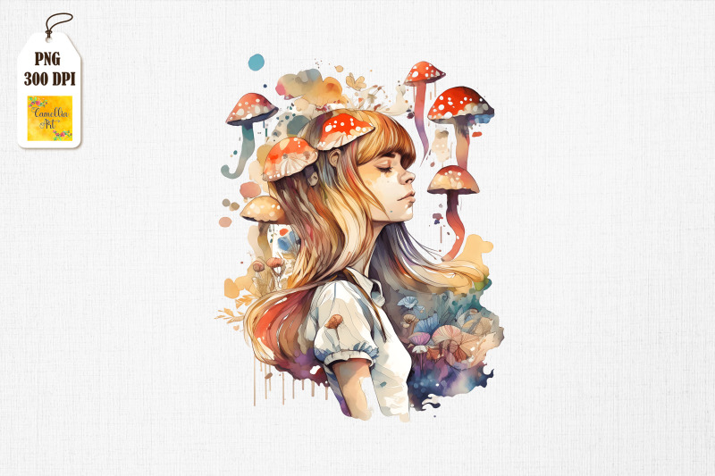 cute-girl-amp-mushrooms-watercolor-6