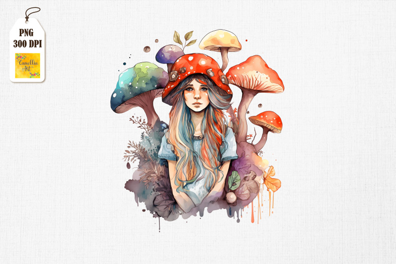 cute-girl-amp-mushrooms-watercolor-7