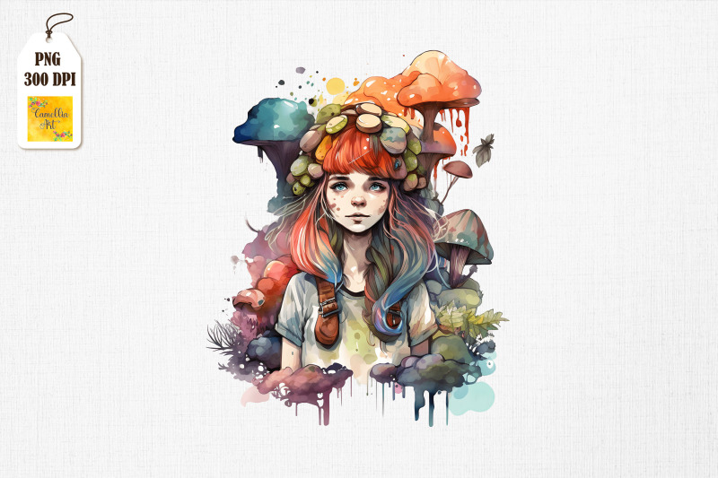 cute-girl-amp-mushrooms-watercolor-8