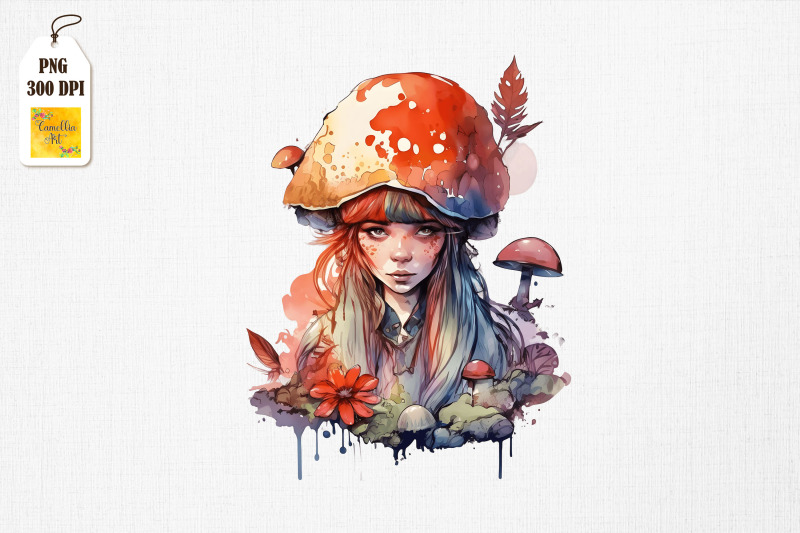 cute-girl-amp-mushrooms-watercolor-9