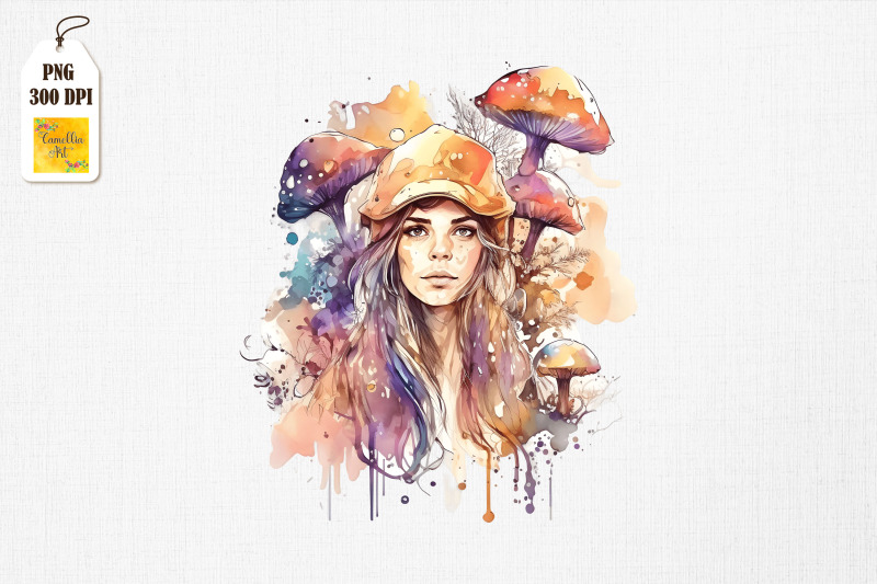 cute-girl-amp-mushrooms-watercolor-10