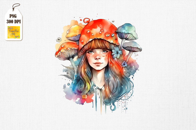 cute-girl-amp-mushrooms-watercolor-13