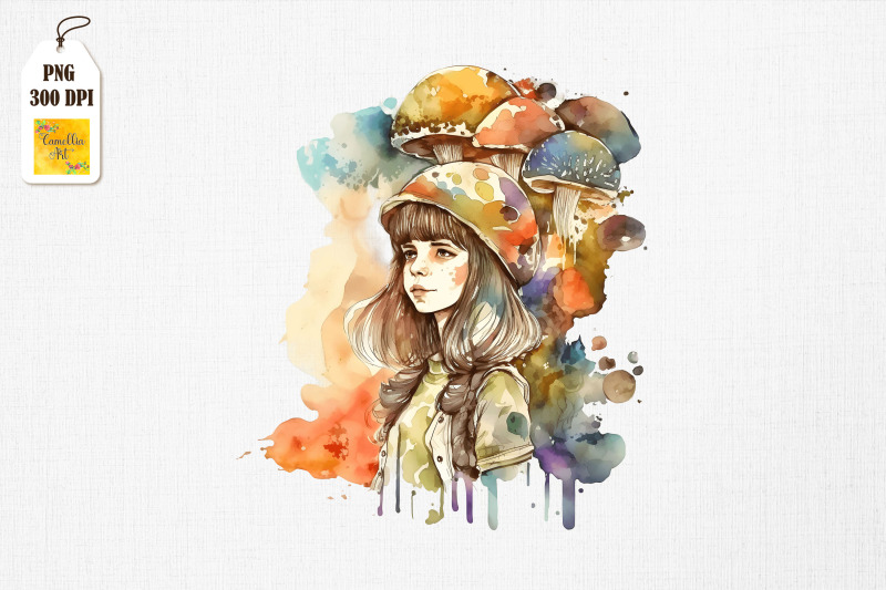 cute-girl-amp-mushrooms-watercolor-16