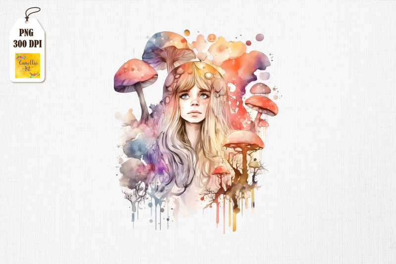 cute-girl-amp-mushrooms-watercolor-19