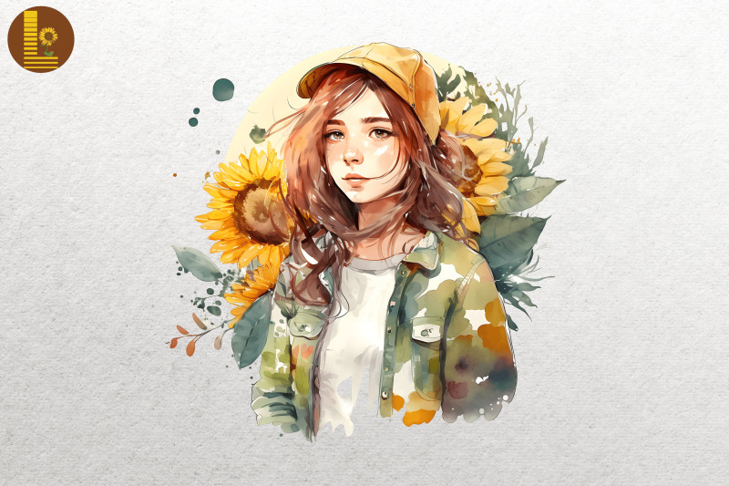 girl-with-sunflowers-watercolor-5