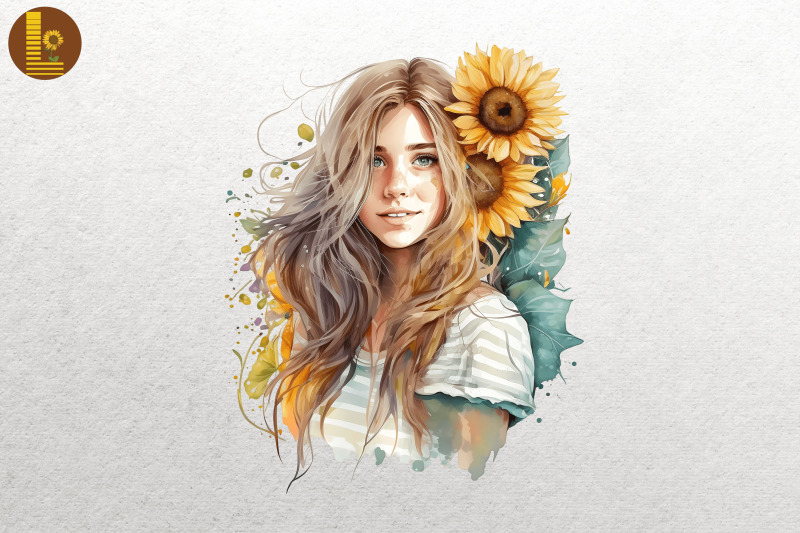 girl-with-sunflowers-watercolor-6