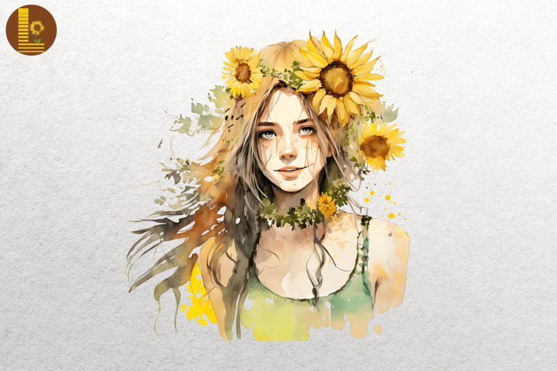 girl-with-sunflowers-watercolor-7