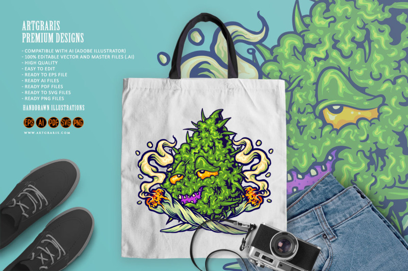 marijuana-leaf-plant-smoking-weed-logo-cartoon-illustrations