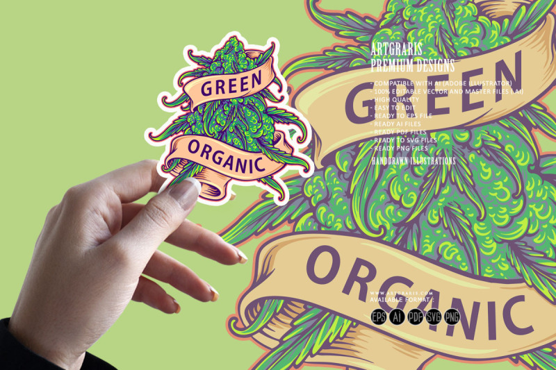 marijuana-leaf-plant-organic-logo-cartoon-illustrations