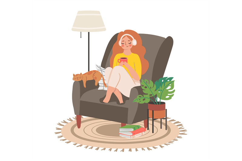 people-home-hobby-girl-sit-in-chair-with-cat-and-cup