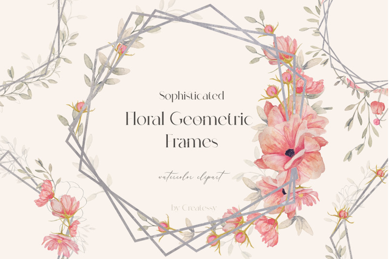 geometric-floral-frames-watercolor-clipart