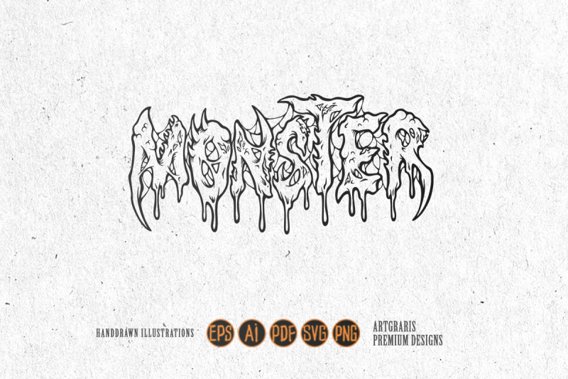 monster-melting-word-hand-lettering-font-silhouette