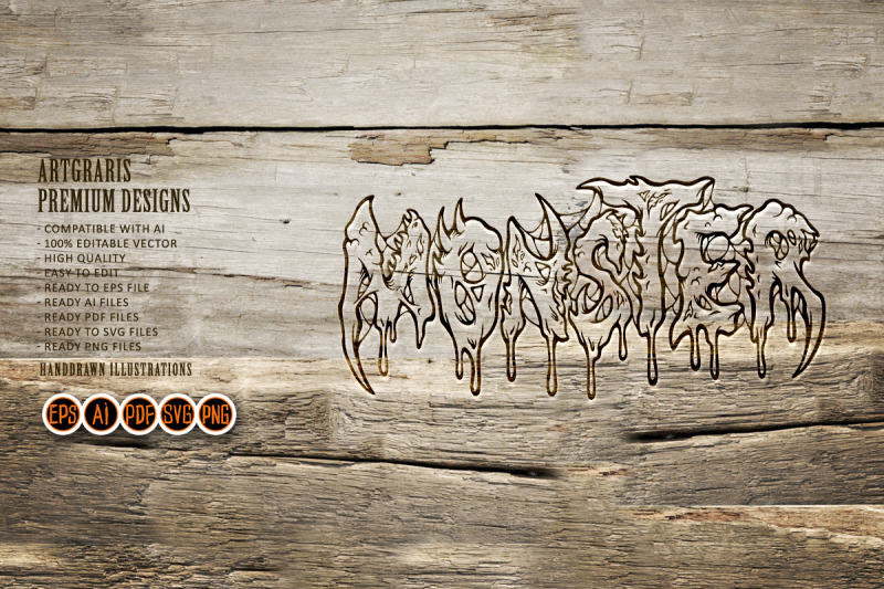 monster-melting-word-hand-lettering-font-silhouette