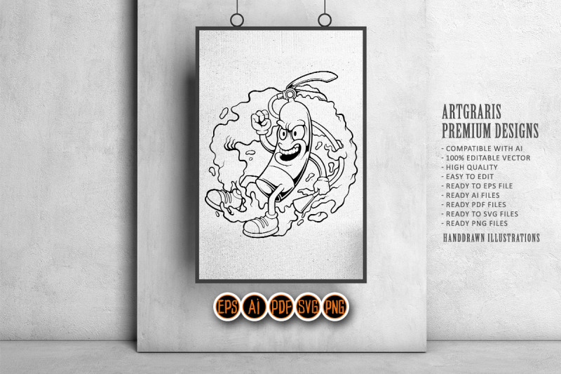 cool-fire-extinguisher-smoke-effect-logo-illustrations-monochrome