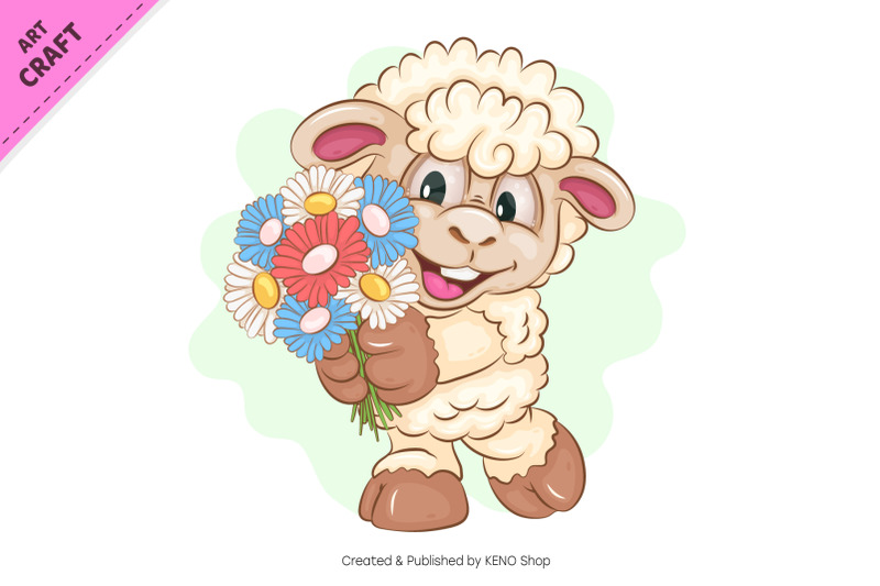 cartoon-sheep-with-flowers-clipart