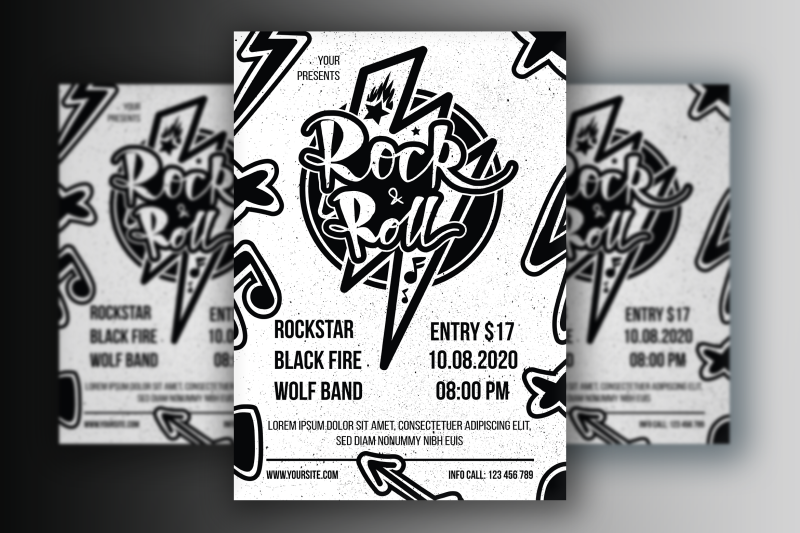 monochrome-rock-039-n-039-roll-poster-template