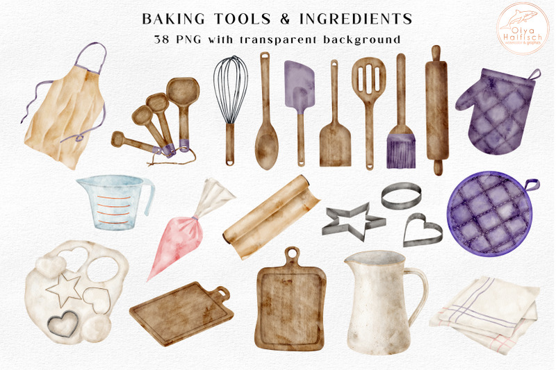 watercolor-baking-tools-clipart-cooking-utensils-ingredients-png