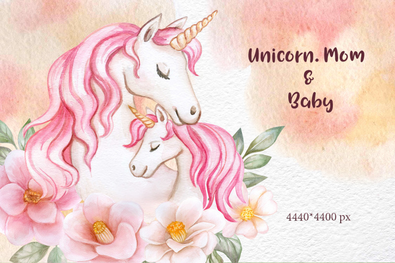 unicorns-mom-and-baby-watercolor