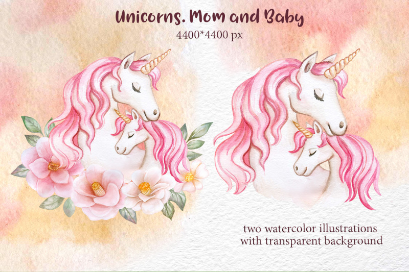 unicorns-mom-and-baby-watercolor