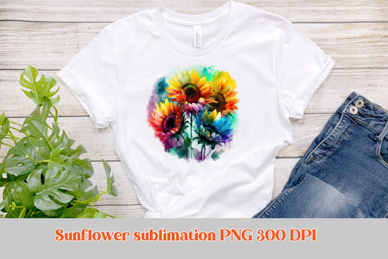 rainbow-sunflower-sublimation-sunflower-t-shirt-design