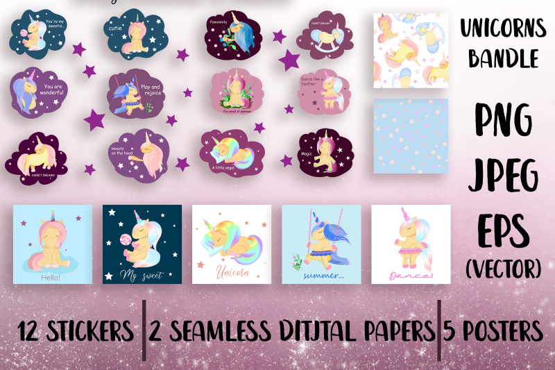 unicorns-bundle-png-eps-jpeg