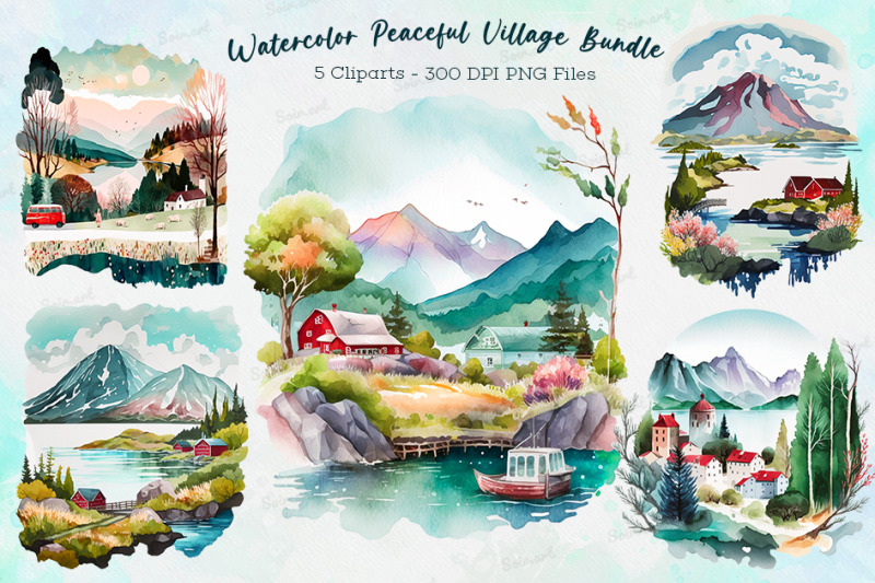 watercolor-peaceful-village-bundle