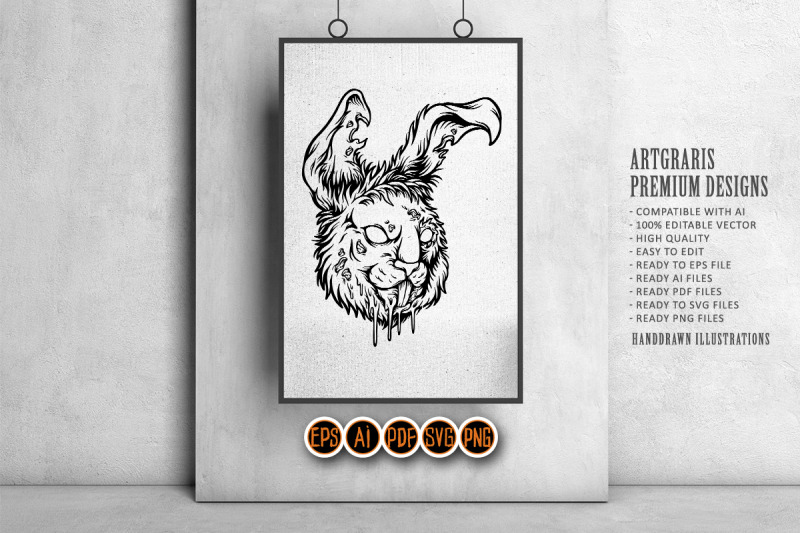 creepy-rabbit-zombie-monster-head-logo-illustrations-monochrome