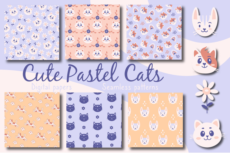 cute-pastel-cats-digital-paper-amp-pattern