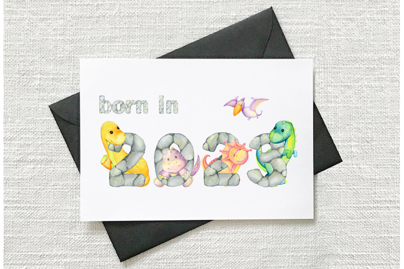 dinosaur-baby-born-in-2023-watercolor-dino-clipart-transparent-png
