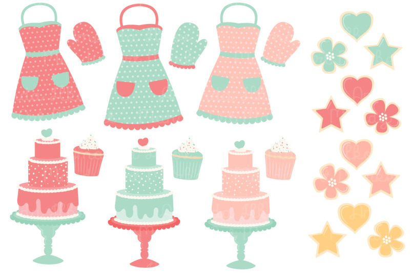 vector-baking-clipart-in-mint-and-coral