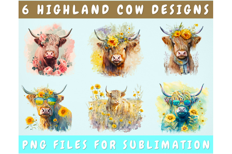 highland-cow-sublimation-designs-bundle-6-designs-highland-png-files