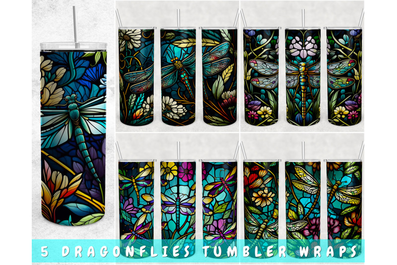 stained-glass-dragonflies-tumbler-wraps-bundle-20-oz-skinny-tumbler