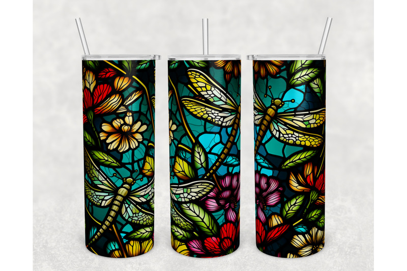 stained-glass-dragonflies-tumbler-wraps-bundle-20-oz-skinny-tumbler