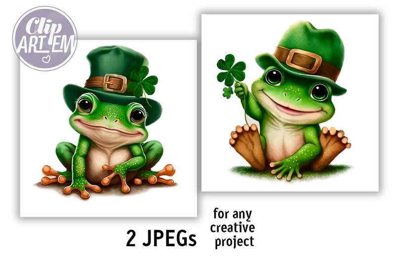 cute-saint-patrick-frog-watercolor-decor-images-set-2-jpeg-files