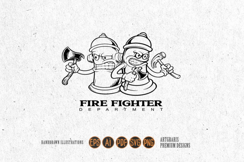 angry-hydrant-firefighter-department-mascot-monochrome