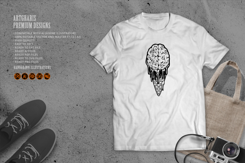 scary-ice-cream-cone-zombie-brain-silhouette