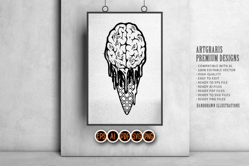 scary-ice-cream-cone-zombie-brain-silhouette