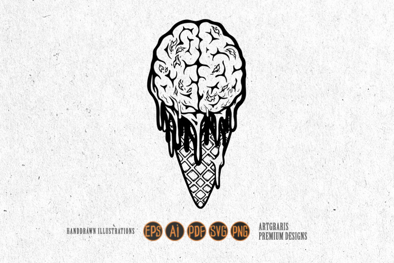 scary-ice-cream-cone-zombie-brain-silhouette