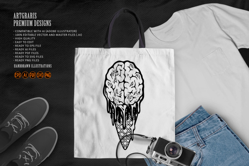 scary-ice-cream-cone-zombie-brain-silhouette