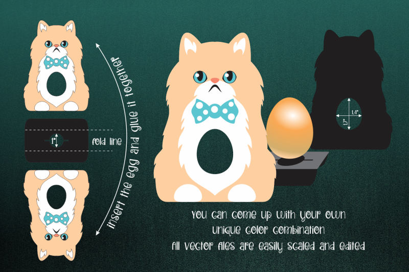 persian-cat-easter-egg-holder-template